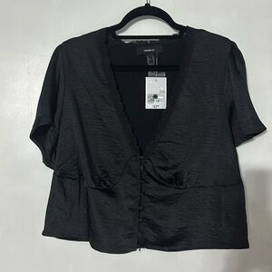 Silk Button Down Crop Top 1X NWT *Read description